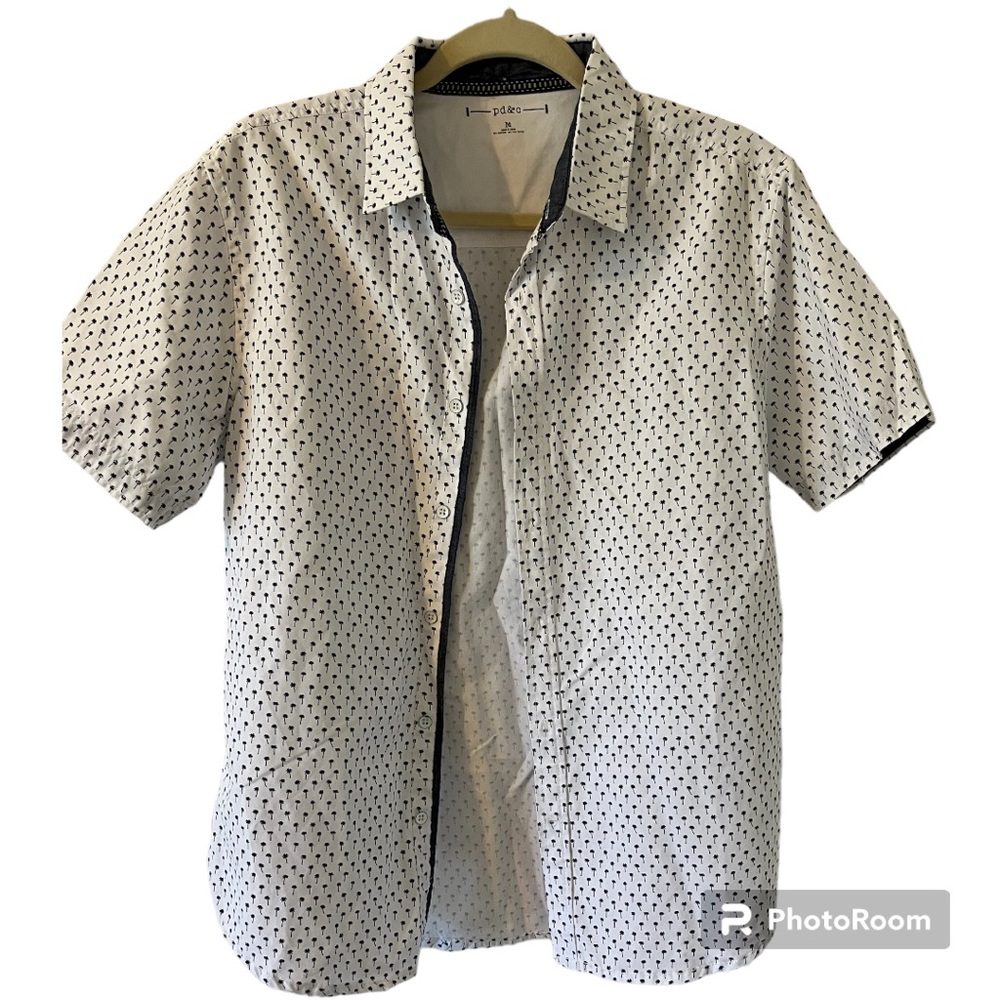 PD&C Button Down Short Sleeve Shirt, Palm Tree Print